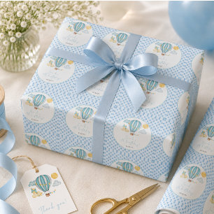 Watercolo Hot Air Balloon Kid 5th Birthday Party  Wrapping Paper