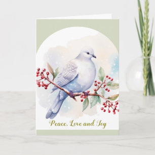 Watercolo Peace Dove Christmas Holiday Card