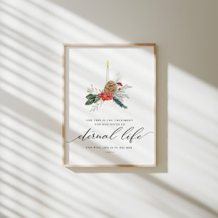 Watercolor 1 John 5:11 Christmas poster