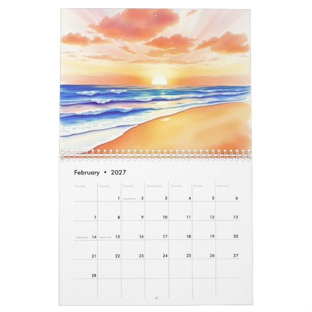 Watercolor 2025 Wall Calendar  (Feb 2027)