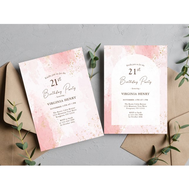 Watercolor 21st Birthday Party Invitation (Creator Uploaded)
