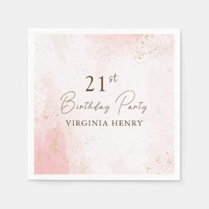 Watercolor 21st Birthday Party Napkin