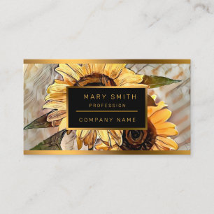Watercolor 2 Glossy Sunflowers Elegant Collection Business Card