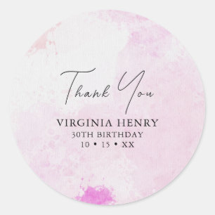 Watercolor 30th Birthday Classic Round Sticker