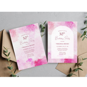 Watercolor 30th Birthday Invitation