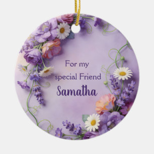 Watercolor 3D Flowers Frame 116 Ceramic Tree Decoration