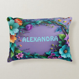 Watercolor 3D Flowers Frame 44 Decorative Cushion