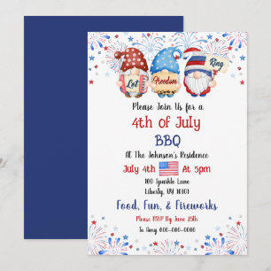 Watercolor 4th of July Barbeque Party Invitation