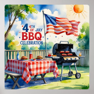 Watercolor 4th of July BBQ Poster