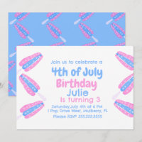 Watercolor 4th of July Ice Cream Invitation