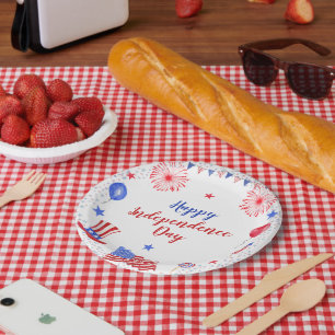 Watercolor 4th of July Independence Day Party Paper Plate