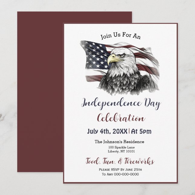 Watercolor 4th of July Party  Invitation (Front/Back)