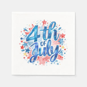 Watercolor 4th of July Patriotic Napkin