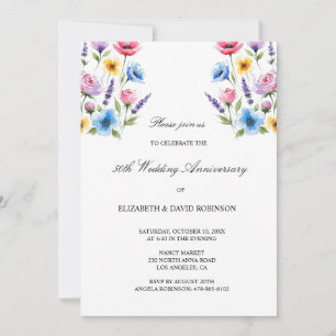 Watercolor 50th anniversary wedding anniversary invitation
