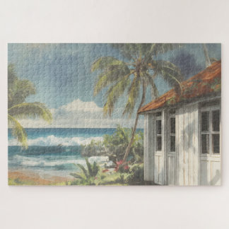 Watercolor 70s Hawaii House Jigsaw Puzzle