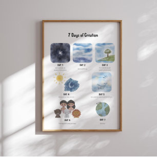 Watercolor 7 days of Creation poster