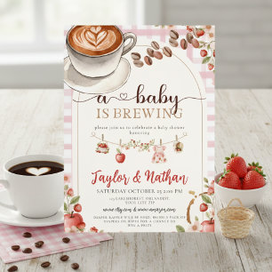 watercolor a berry sweet baby is brewing apple invitation
