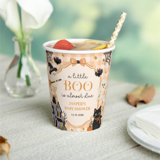 Watercolor A Little Boo Halloween Baby Shower Paper Cups