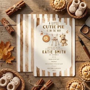 Watercolor A Little Cutie Pie Baby Shower Brown Invitation