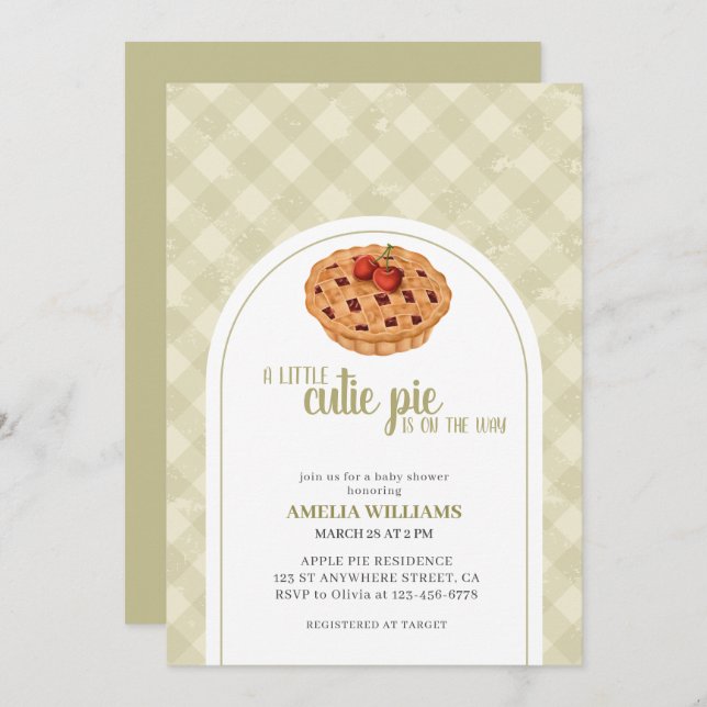 Watercolor A little cutie pie fall baby shower Invitation (Front/Back)