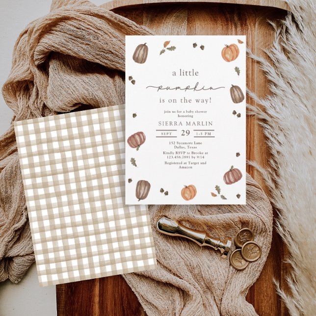 Watercolor A Little Pumpkin Baby Shower  Invitation (Creator Uploaded)