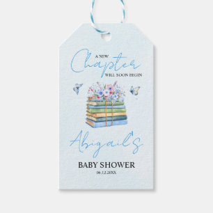 Watercolor A New Chapter Begins baby boy shower  Gift Tags