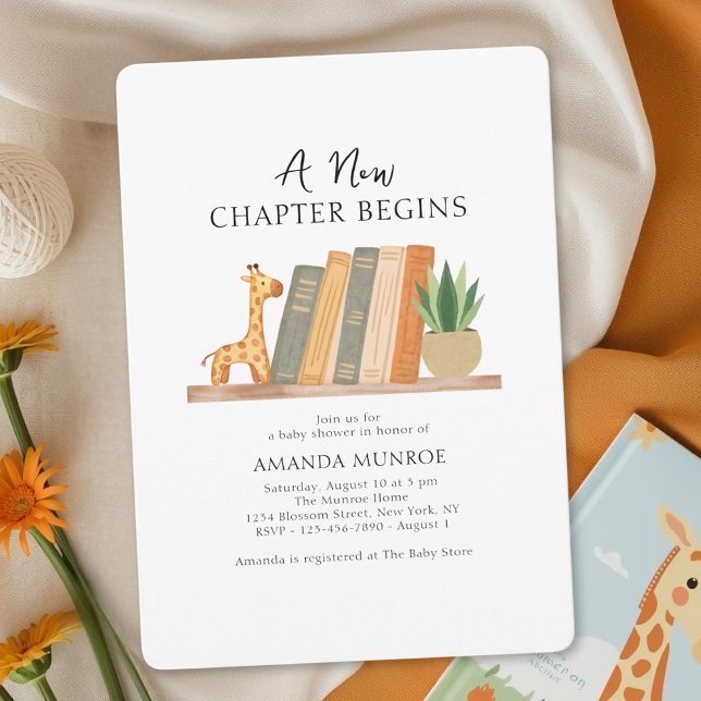 Watercolor A New Chapter Begins Baby Shower  Invitation (Creator Uploaded)