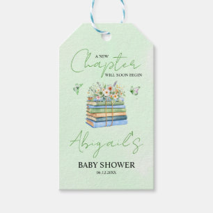 Watercolor A New Chapter Begins green baby shower Gift Tags