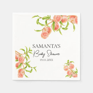 Watercolor A Sweet Little Peach Baby Shower Napkin