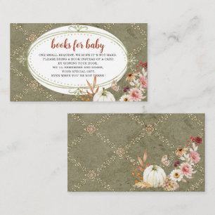 Watercolor a sweet little pupkin baby shower book Enclosure Card