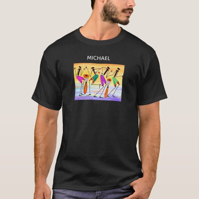 Watercolor, Abstract African Art Happiness Dance T-Shirt (Front)