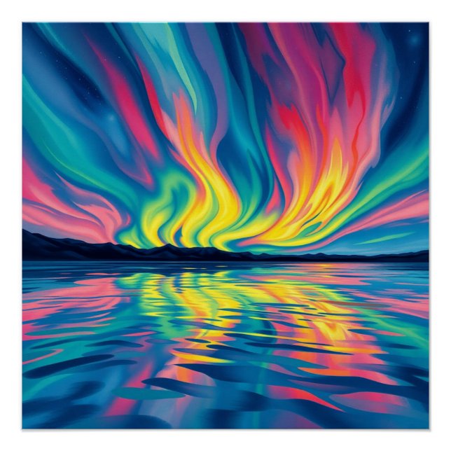 watercolor abstract aurora borealis poster (Front)