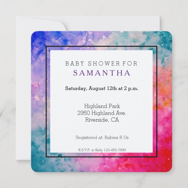 Watercolor Abstract Baby Shower Invitation (Front)