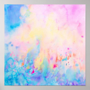 Watercolor Abstract Blue Landscape Print