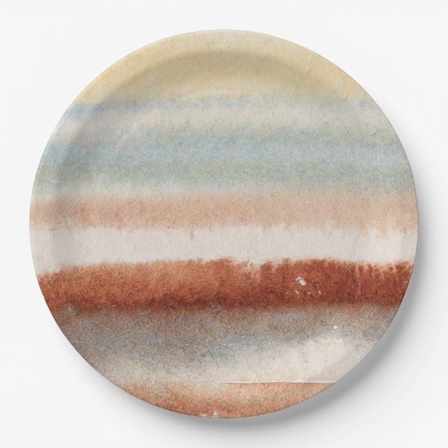 Watercolor Abstract Boho  Paper Plate (Front)