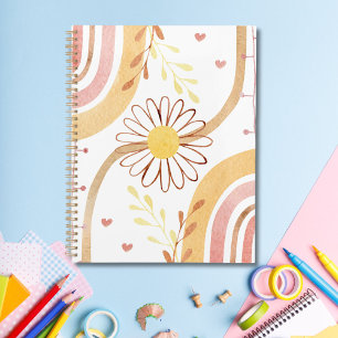 Watercolor Abstract Botanical Flower Rainbow Kids Notebook