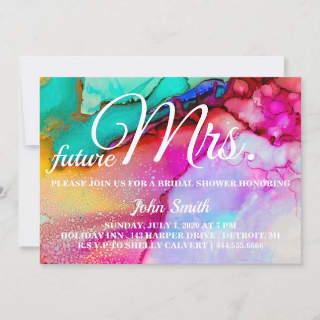 Watercolor Abstract Bridal Shower future Mrs. Invitation (Front)