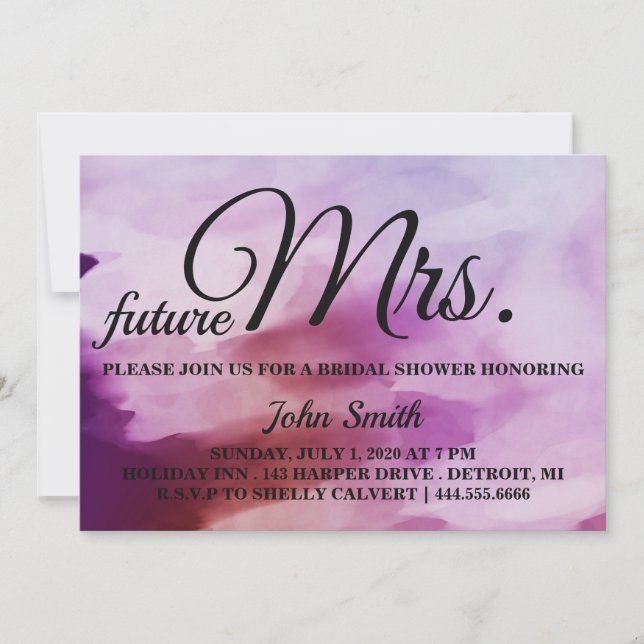 Watercolor Abstract Bridal Shower future Mrs. Invitation (Front)