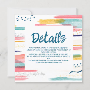 Watercolor Abstract Colourful Brush Wedding Detail Invitation