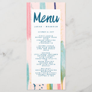 Watercolor Abstract Colourful Brush Wedding Menu