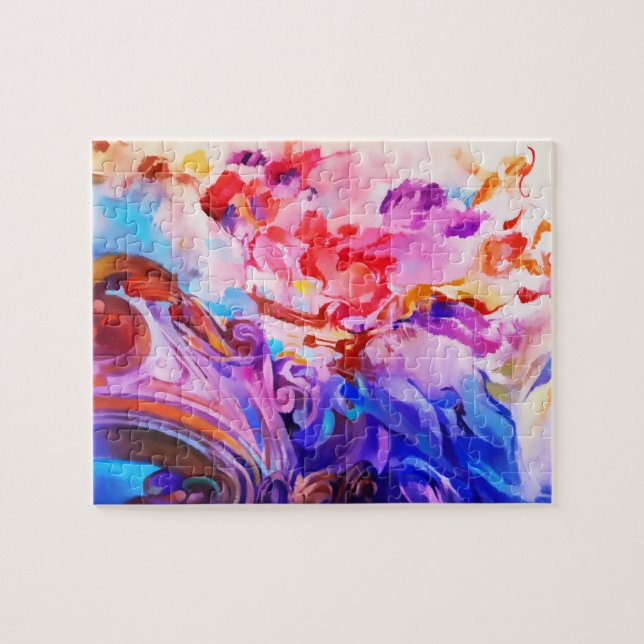 Watercolor Abstract Colourful Brushstrokes Art Jigsaw Puzzle (Horizontal)