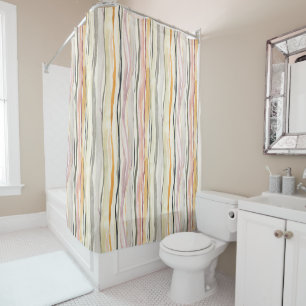 Watercolor Abstract Colourful Layered Wavy Stripes Shower Curtain