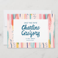 Watercolor Abstract Colourful Save the Date