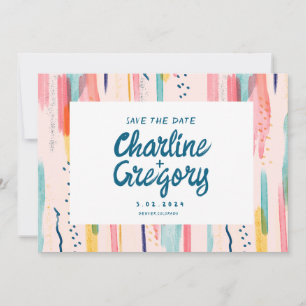 Watercolor Abstract Colourful Save the Date Invitation