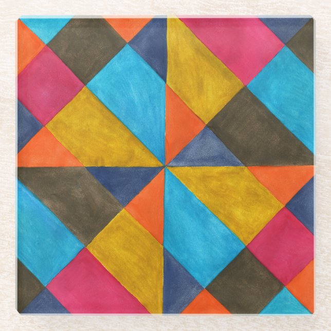 Watercolor abstract creative design. glass coaster (Front)