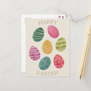 Watercolor Abstract Easter Egg Postcard