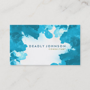 Watercolor Abstract Elegant Cool Blue Sea Nature Business Card