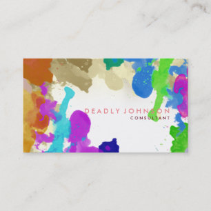 Watercolor Abstract Elegant Cool Multi-colour Pink Business Card