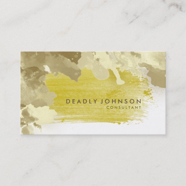 Watercolor Abstract Elegant Cool Yellow Nature Business Card (Front)