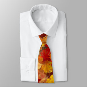 Watercolor Abstract Fall Leaves - Vintage Autumn Tie